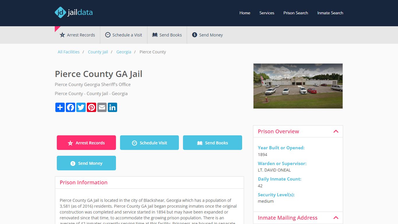 Pierce County GA Jail Inmate Search and Prisoner Info - Blackshear, GA
